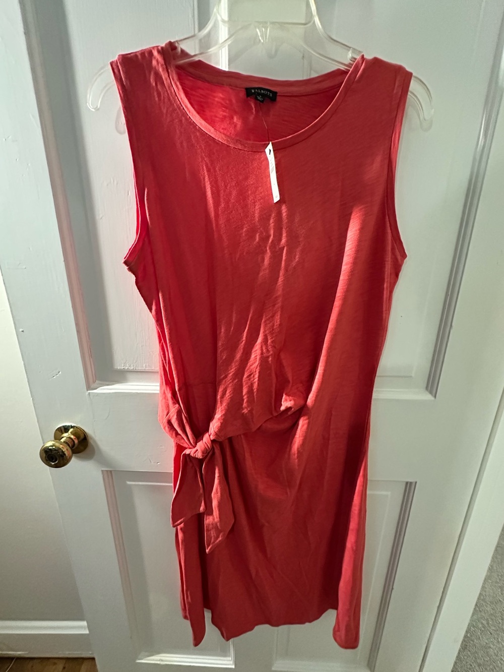 Talbots Coral Tie-Waist Sleeveless Dress